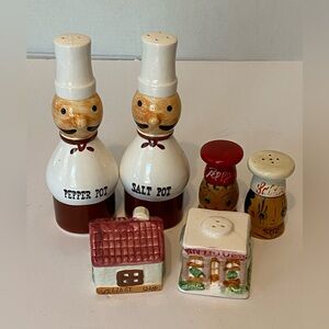 3 Sets of Vintage Salt/Pepper Shakers- Wood and Porcelain Nasco Japan